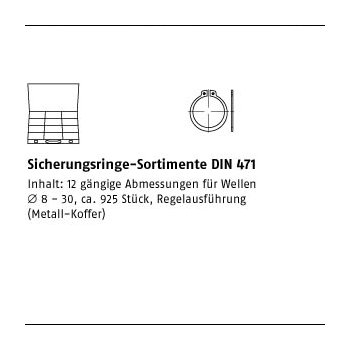 1 Stück Sortimente DIN 471 Federstahl Sicherungsringe Sortimente DIN 471 DIN 471 mm