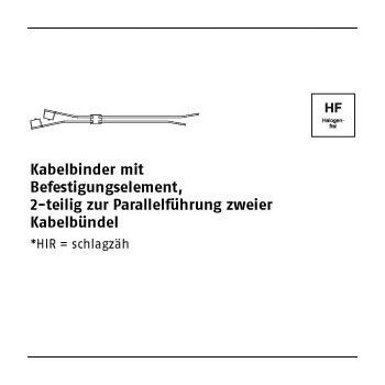 500 Stück PA66HIR Coupler schwarz Kabelbinder mit Befest. elem. 2 teilig zur Parallelführung zweier Kabelbündel 76x380/100 mm