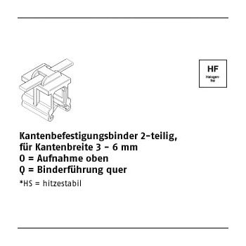 500 Stück PA66HS EdgeCl. O Q schwarz Kantenbefestigungsbinder 2 teilig für Kantenbreite 3 6mMAufn. oben quer 46x150/35 mm