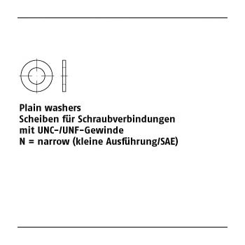 500 Stück ANSI B 18.22.1 Stahl Typ A N Plain washers Scheiben für Schraub verb. mit UNC /UNF Gewinde narrow 1/4x0625 mm