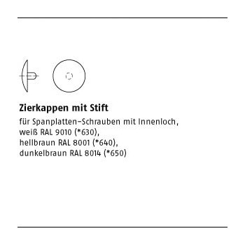 1000 Stück Kunststoff IL dunkelbraun Zierkappen m. Stift f. Spanplatten / ABC SPAxSchrauben mit Innenloch IL 25x12 mm