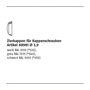 1000 Stück Kunststoff schwarz Zierkappen für Kappenschrauben88981 Ø 39 F. 39 mm