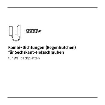 100 Stück Kunststoff schwarz KomBi Dichtungen (Regenhütchen) für Sechskant Holzschrauben KD mm