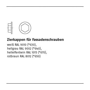 200 Stück Kunststoff rotbraun Zierkappen für Fassadenschrauben F. SW 3/8 mm