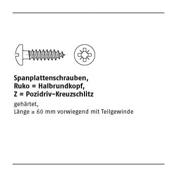 1000 Stück  Stahl Ruko Z galvanisch verzinkt Spanplattenschrauben Halbrundkopf Pozidriv Kreuzschlitz 3x12 Z mm