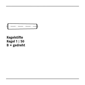 50 Stück DIN 1 Stahl Kegelstifte Kegel 1 : 50 gedreht - Form B 5x65  mm