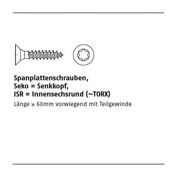 200 Stück A2 Seko ISR Spanplattenschrauben Senkkopf Innensechsrund (TORX) 4x45 T20   mm