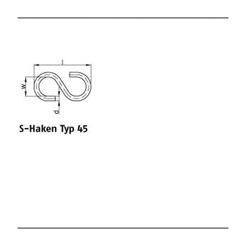 100 Stück Stahl Typ 45 galvanisch verzinkt S Haken Typ 45 25x8x23 mm