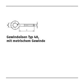 100 Stück Stahl Typ 48 galvanisch verzinkt Gewindeösen Typ 48 mit metrischeMGewinde M3x10 D 5 mm