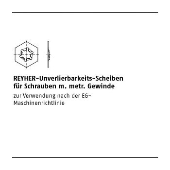 100 Stück A2 RUV REYHER Unverlierbarkeits Scheiben für Schrauben m. metr. Gewinde M6x12x05 mm