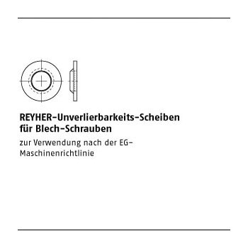 100 Stück Kunststoff RUV B REYHER Unverlierbarkeits Scheiben für Blech Schrauben 42/42x9x12 mm