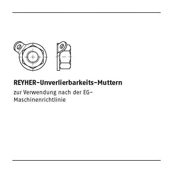 10 Stück A2 RUV REYHER Unverlierbarkeits Muttern M12   mm