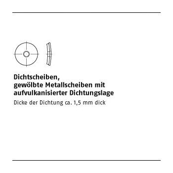 1000 Stück AluminiuMDichtscheiben gewölbte Metallscheiben mit aufvulkanisierter Dichtungslage 16x68x1 mm