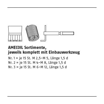 1 Stück AMECOIL Sortimente Typ SR AMECOIL Sortimente mit Bohrer Gew. schneider Einbauwerkz. Zapfenbr. Nr.3 mm