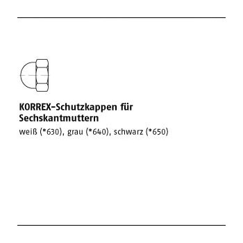 100 Stück Kunststoff grau KORRExSchutzkappen für Schrauben enden mit Sechskantmuttern f. M6 / SW 10 mm