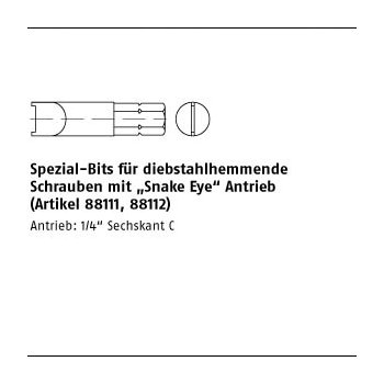 1 Stück Stahl Zweiloch gehärtet Spezial Bits für diebstahlhemmende Schrauben mit Snake Eye Antrieb M3 mm