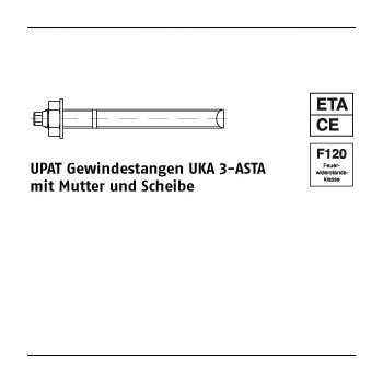 10 Stück A4 UKA 3 ASTA UPAT Gewindestangen UKA 3 ASTA mit Mutter und Scheibe ASTA M8x190 mm