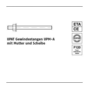 10 Stück A4 UPMA UPAT Gewindestangen UPMA mit Mutter und Scheibe UPMA M16/130 mm