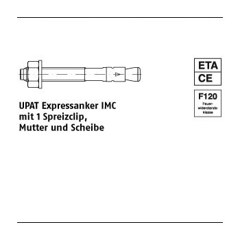 10 Stück A4 IMC UPAT Expressanker IMC mit 1 Spreizclip Mutter und Scheibe 16/ 50/170 mm