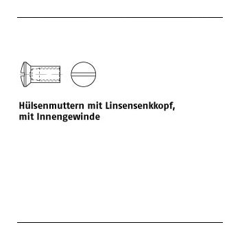 100 Stück Messing galvanisch vernickelt Hülsenmuttern mit Linsenkopfkopf mit Innengewinde M6x15 mm